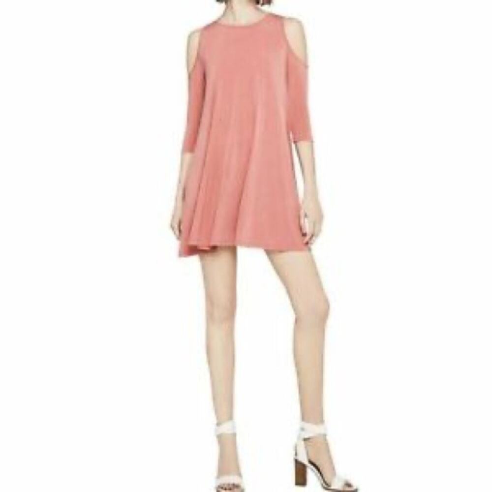 NWT BCBGENERATION Dusty Rose Cold-Shoulder A-Line Dress Size Small